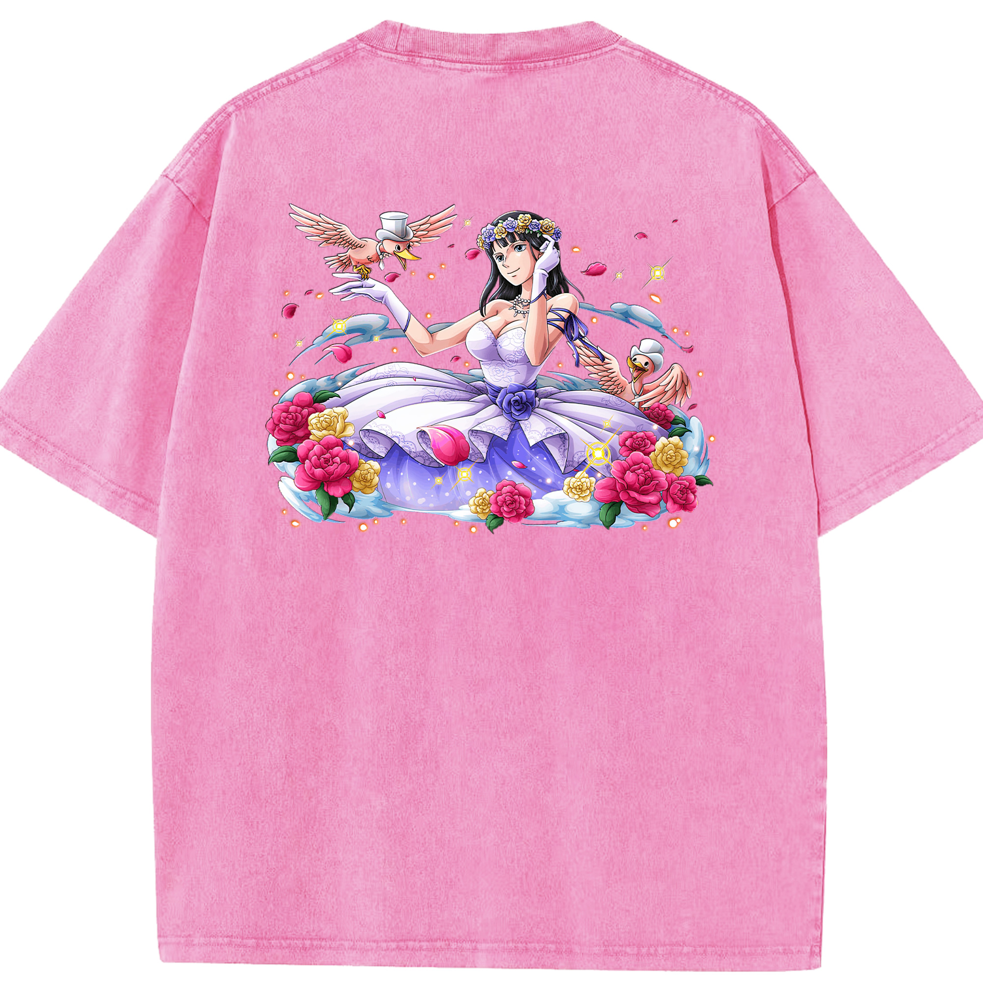 ワンピース ニコ・ロビン ONE PIECE Nico Robin 綿100% ヴィンテージ風 半袖Tシャツ（背面プリント）